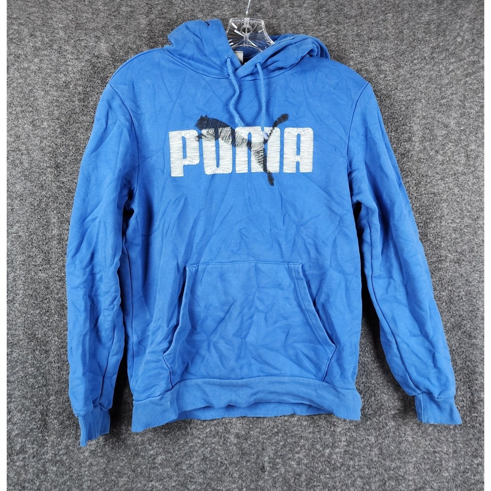Puma Hoodie Men S Blue Embroidered Logo Pullover Fleece Sweatshirt‎ 848018-75